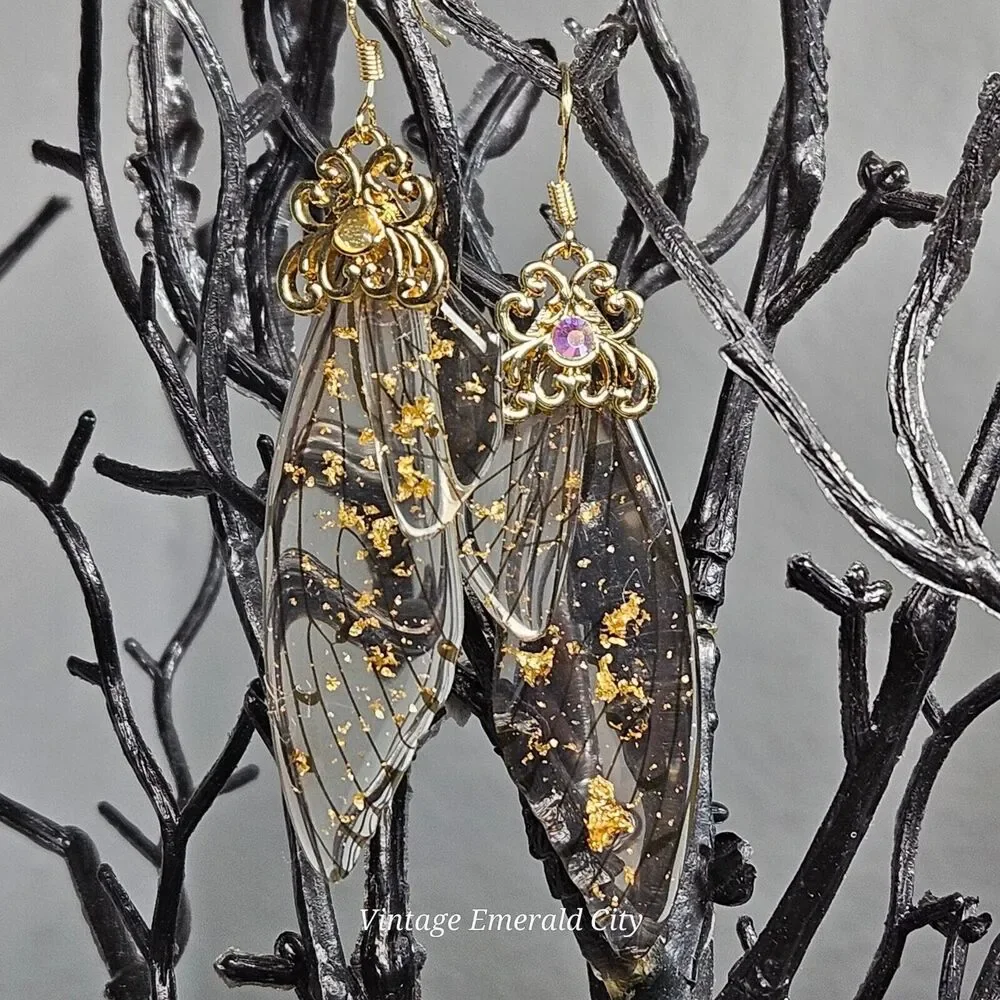 Fairy Butterfly Wings Handmade Earrings Fantasy Nature Magical Insect Witch Bug